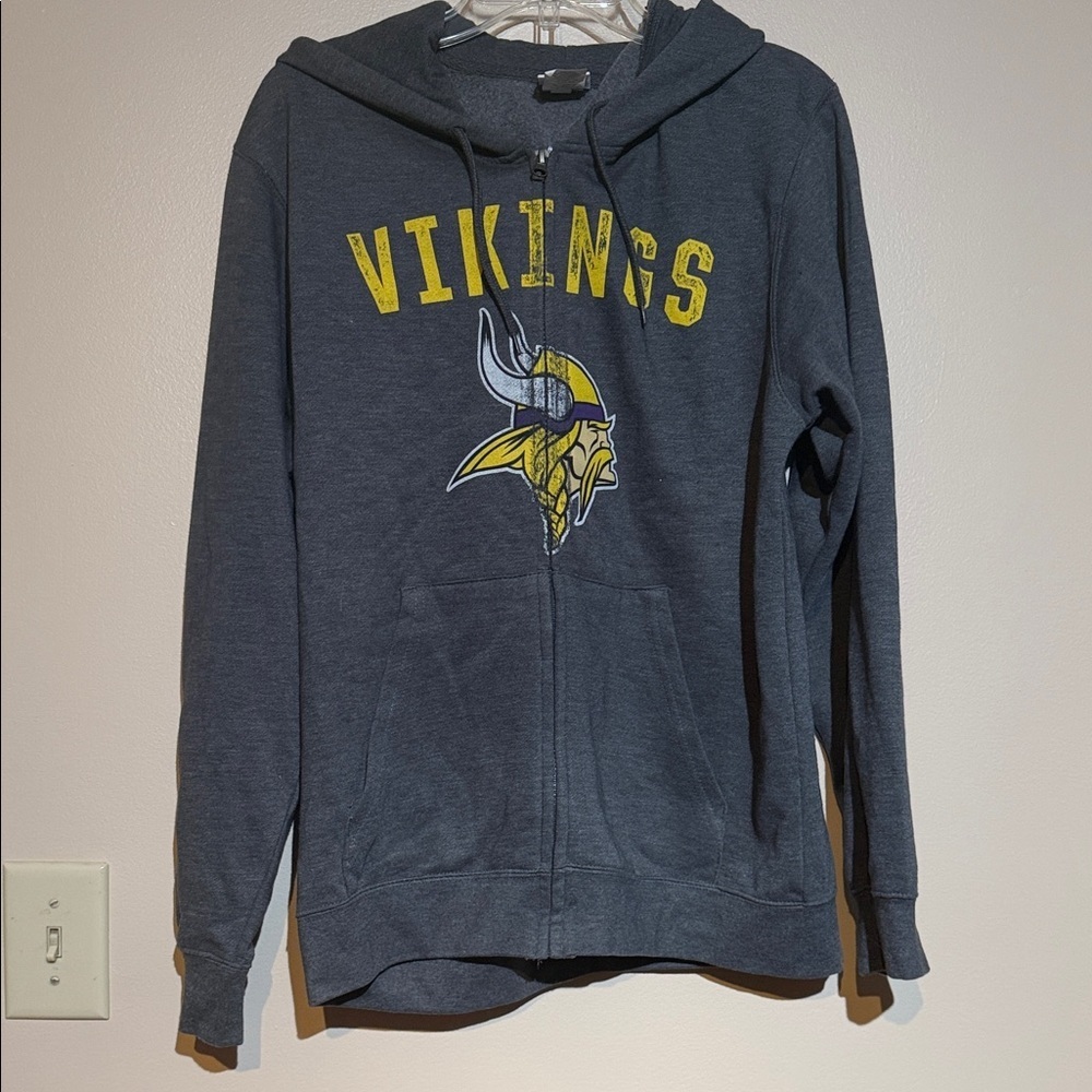 Majestic Vikings nfl Gray zipper Hoodie